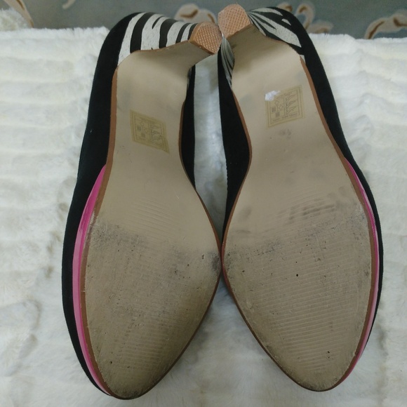 Y2K Chelsea Girl Zebra Print Heels Black Faux Suede Pink size 8 Emo Mcbling - Picture 8 of 8
